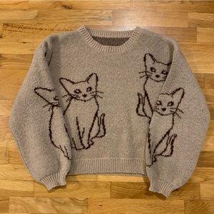 SHEIN Qutie Cat Pattern Drop Shoulder Sweater